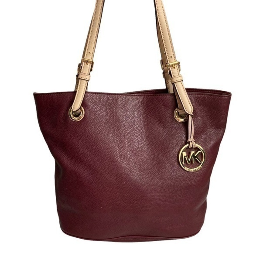 Michael Kors burgandy leather Jet Set Tote Bag